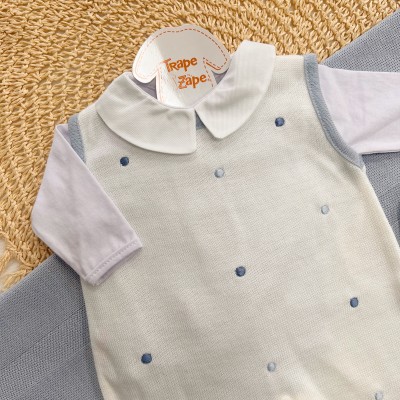 Saída de Maternidade Serenity - Azul Bebê e Branco